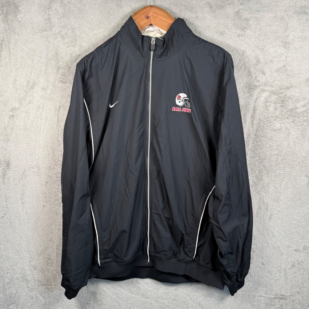 Nike Ball State Cardinals Windbreaker Jacket Men XL Black L/S Full Zip Clima-FIT